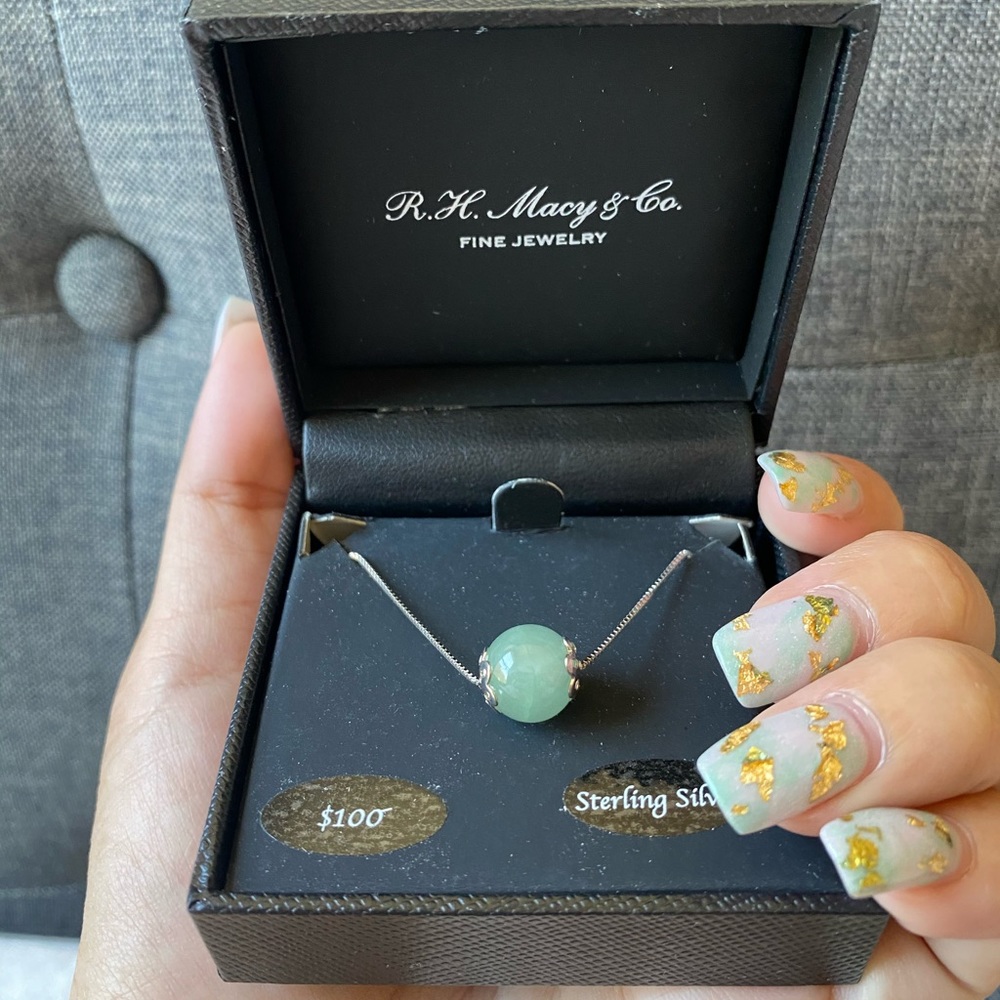 Macys Sterling silver jade necklace